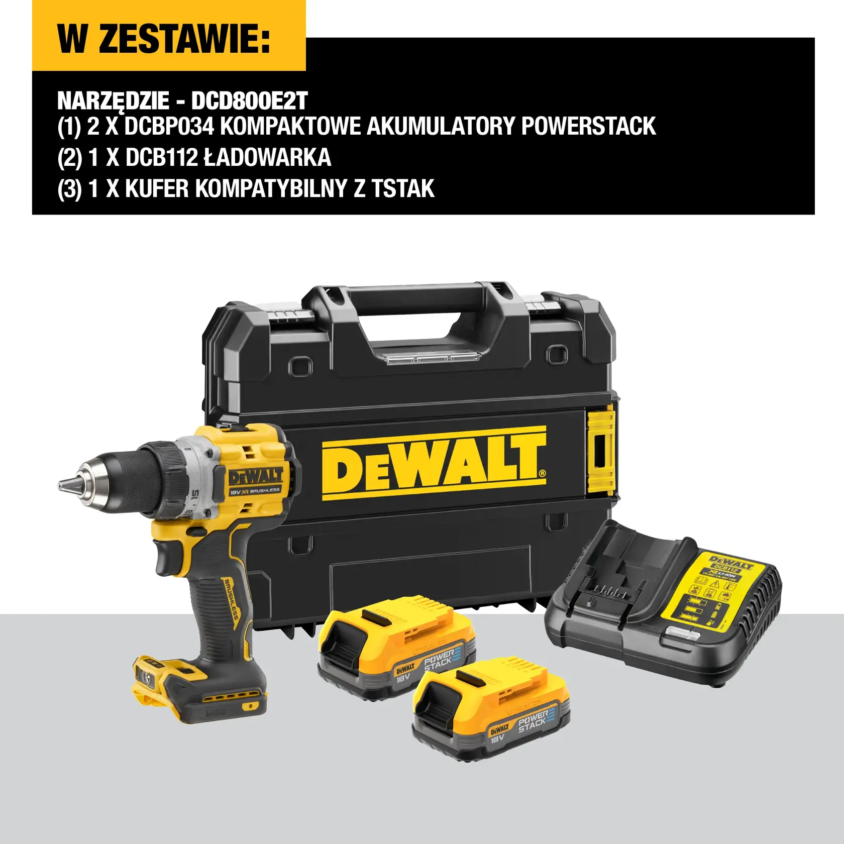 18 V XR Bezszczotkowa wiertarko-wkrętarka udarowa — 2 X POWERSTACK™