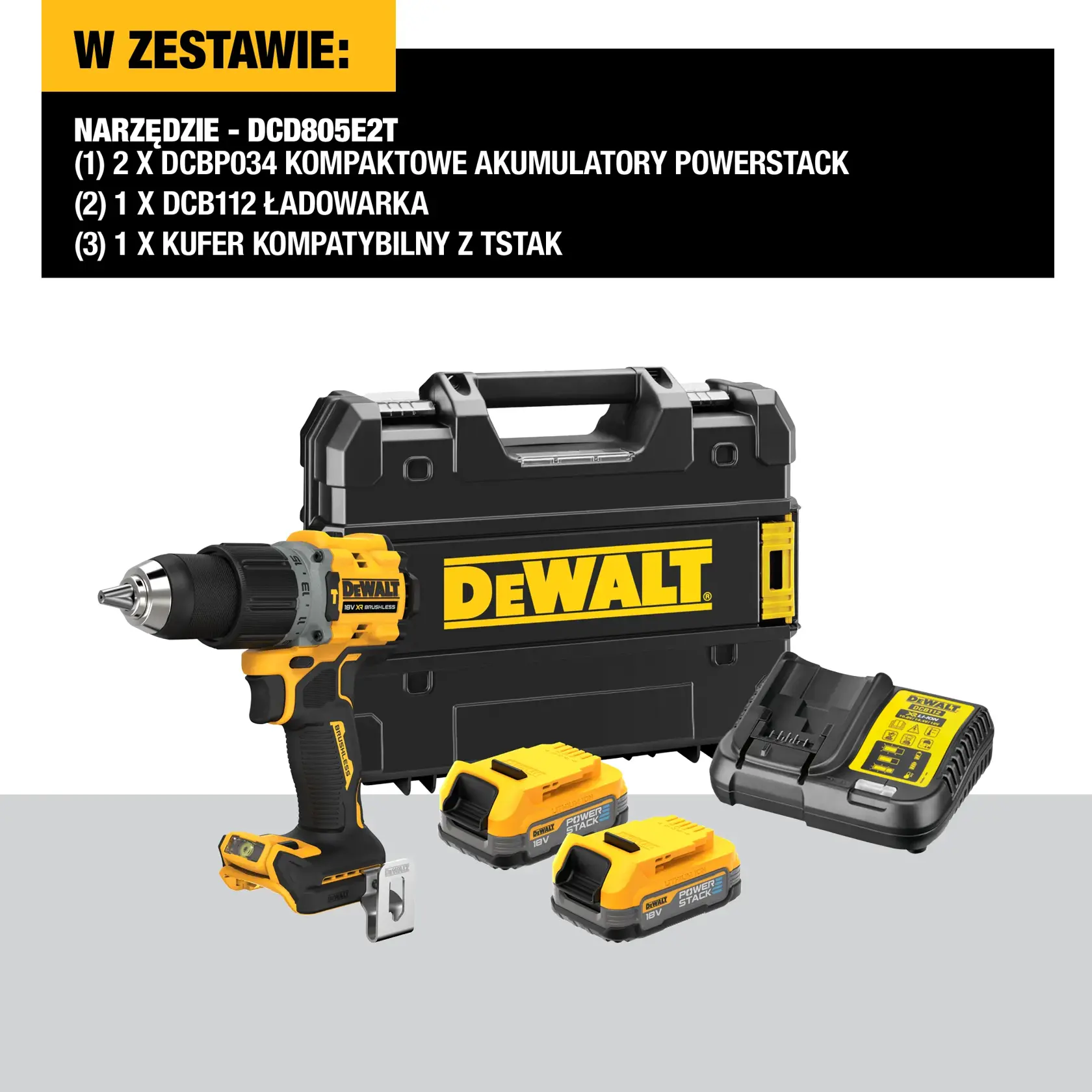 18 V XR Bezszczotkowa wiertarko-wkrętarka udarowa — 2 X POWERSTACK™