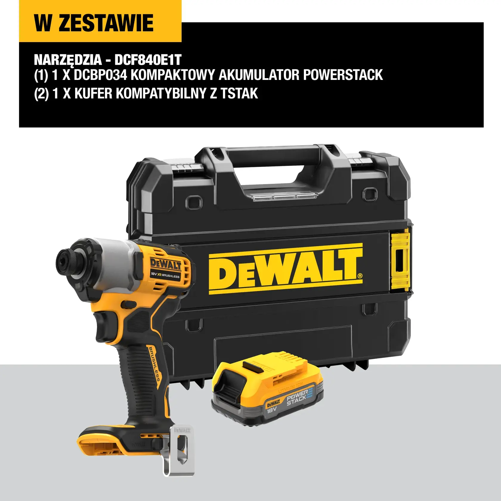 Bezszczotkowa zakrętarka udarowa - z 1 akumulatorem POWERSTACK™ 1,7 Ah DEWALT® 18V XR®