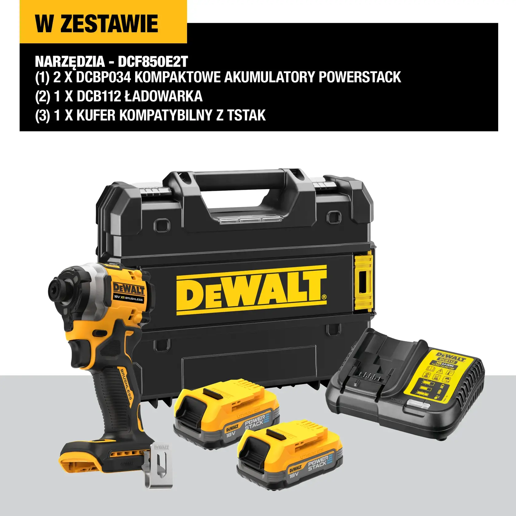 18 V XR Bezszczotkowa kompaktowa zakrętarka udarowa— 2 X POWERSTACK™ Compact
