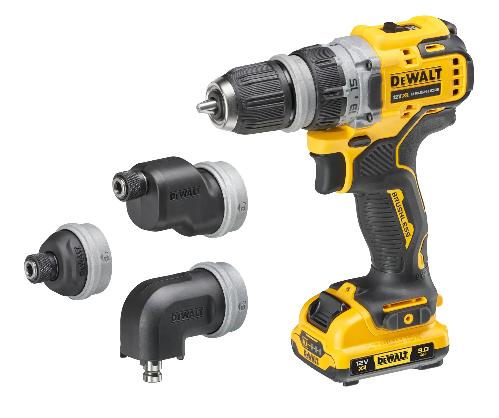 Bezszczotkowa wiertarko-wkrętarka wielogłowicowa - z dwoma akumulatorami 3 Ah DEWALT® 12 V XR®
