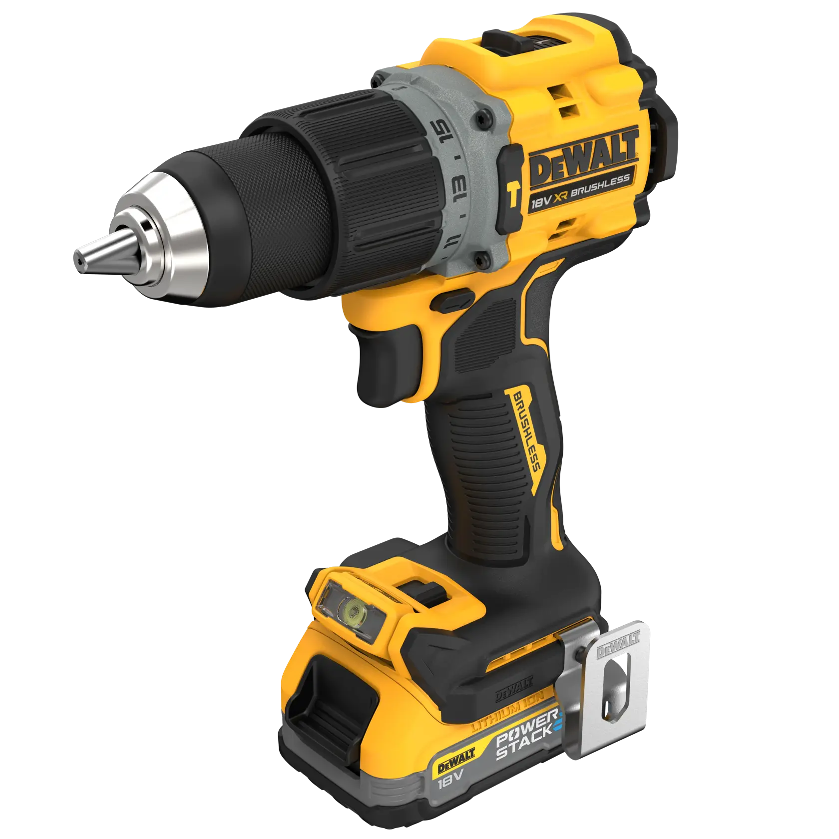Bezszczotkowa wiertarko-wkrętarka - 1 akumulator POWERSTACK™ 1,7 Ah DEWALT® 18 V XR®
