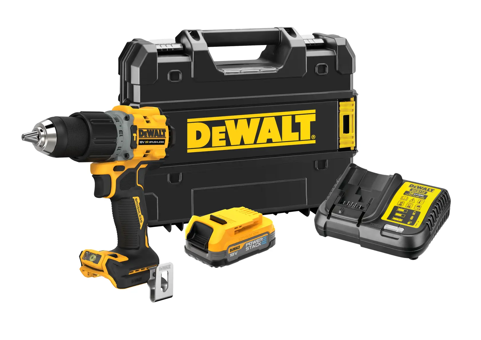 Bezszczotkowa wiertarko-wkrętarka - 1 akumulator POWERSTACK™ 1,7 Ah DEWALT® 18 V XR®