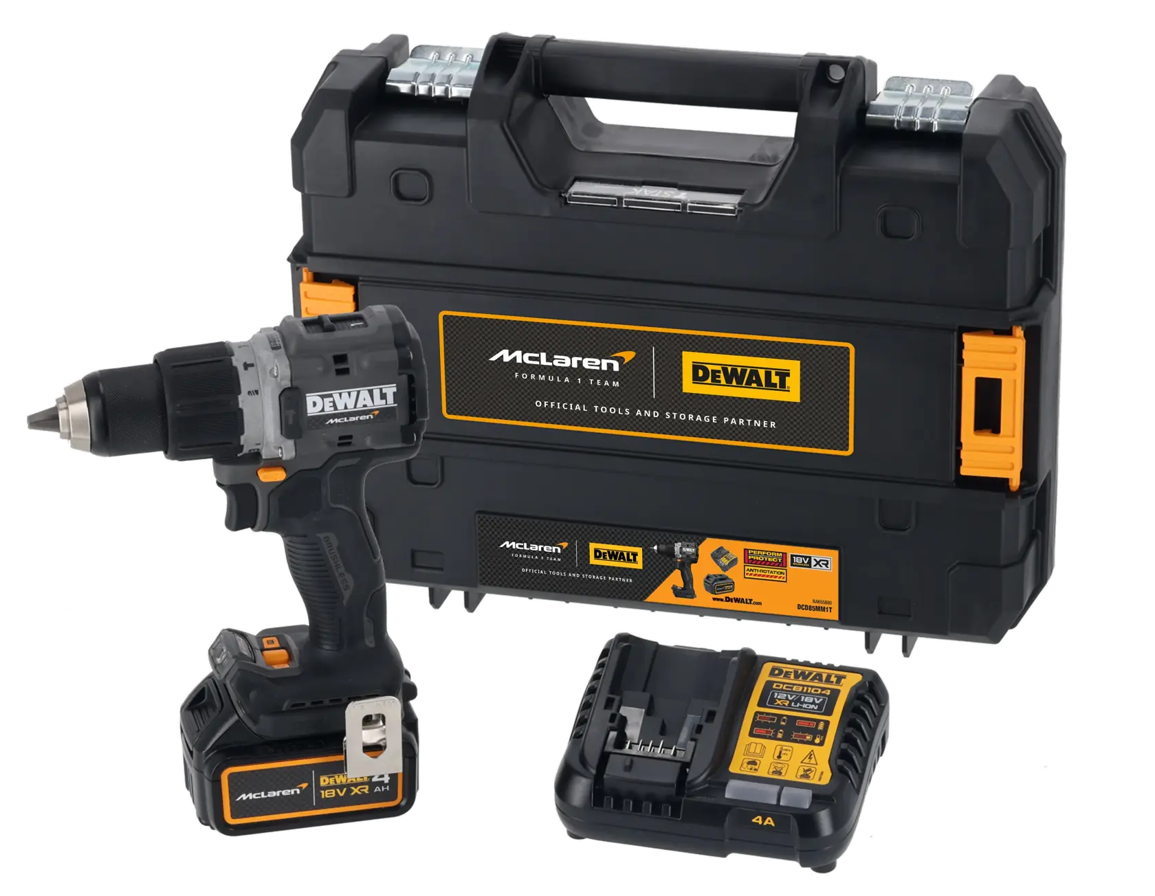 Wiertarko-wkrętarka z udarem z silnikiem bezszczotkowym DEWALT® x McLaren F1 Team 18V XR - 1 x 4AH