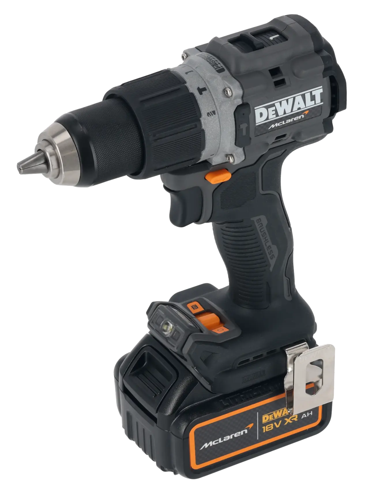 Wiertarko-wkrętarka udarowa z silnikiem bezszczotkowym DEWALT® x McLaren F1 Team 18V XR - 2 x 4AH
