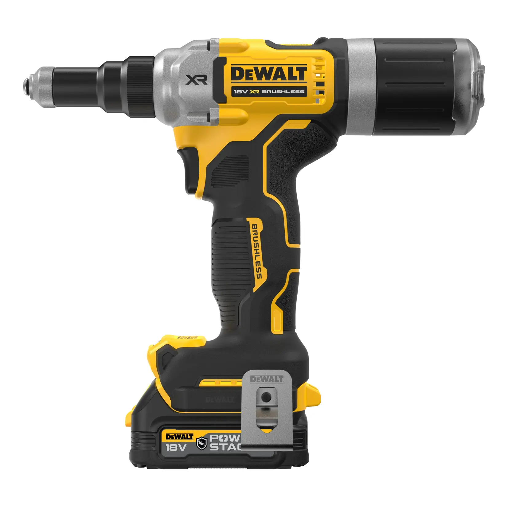 Bezszczotkowa nitownica 18 V XR 6,3 mm - 2 x kompaktowy akumulator POWERSTACK™ „G-Class"