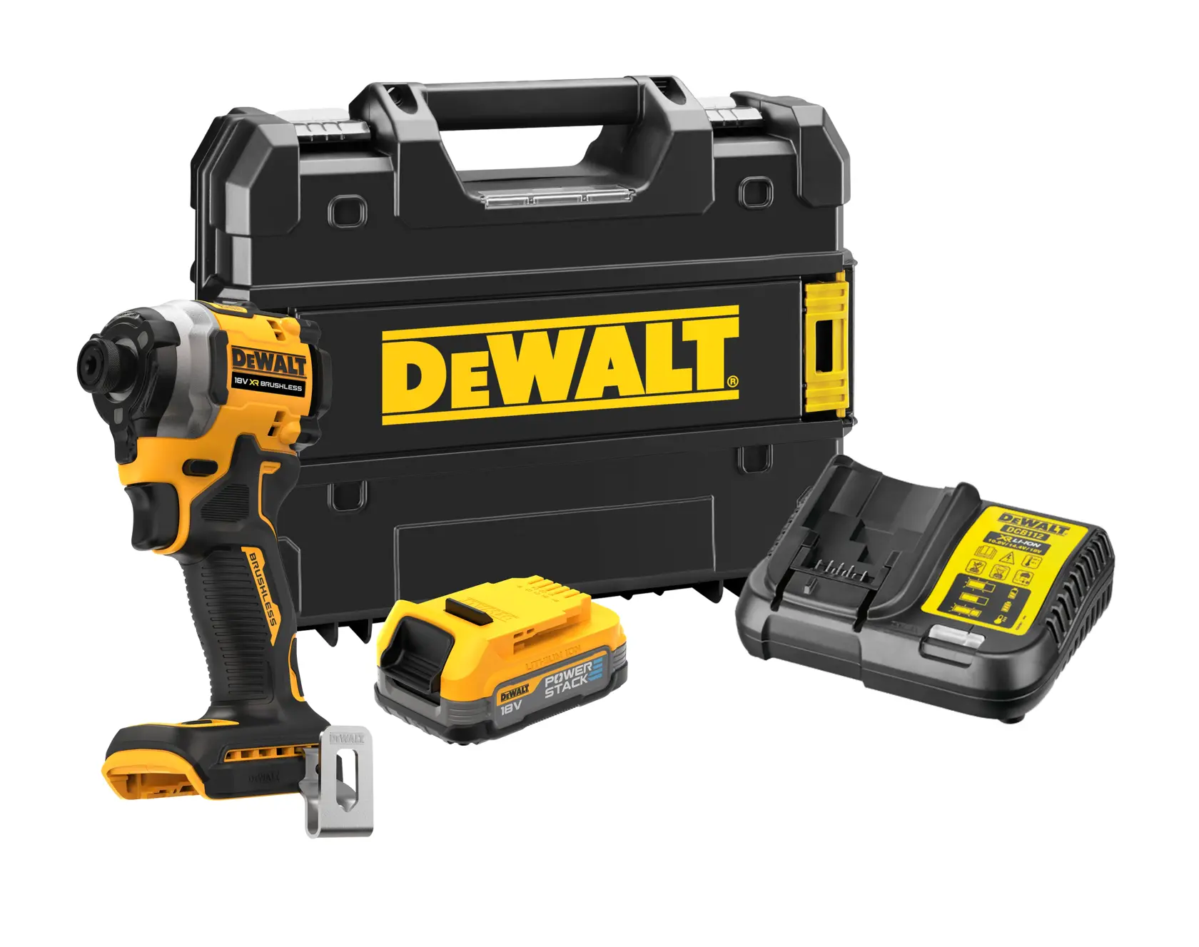Bezszczotkowa kompaktowa zakrętarka udarowa 1/4 cala - z akumulatorem POWERSTACK™ 1,7 Ah DEWALT® 18V XR®