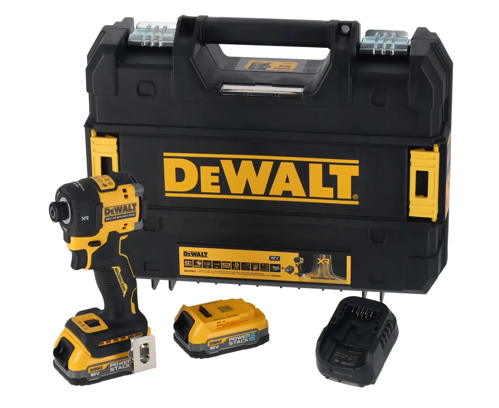 18V XR® Bezszczotkowa zakrętarka udarowa hydrauliczna 1/4" - 2 x POWERSTACK™ 1.7 Ah