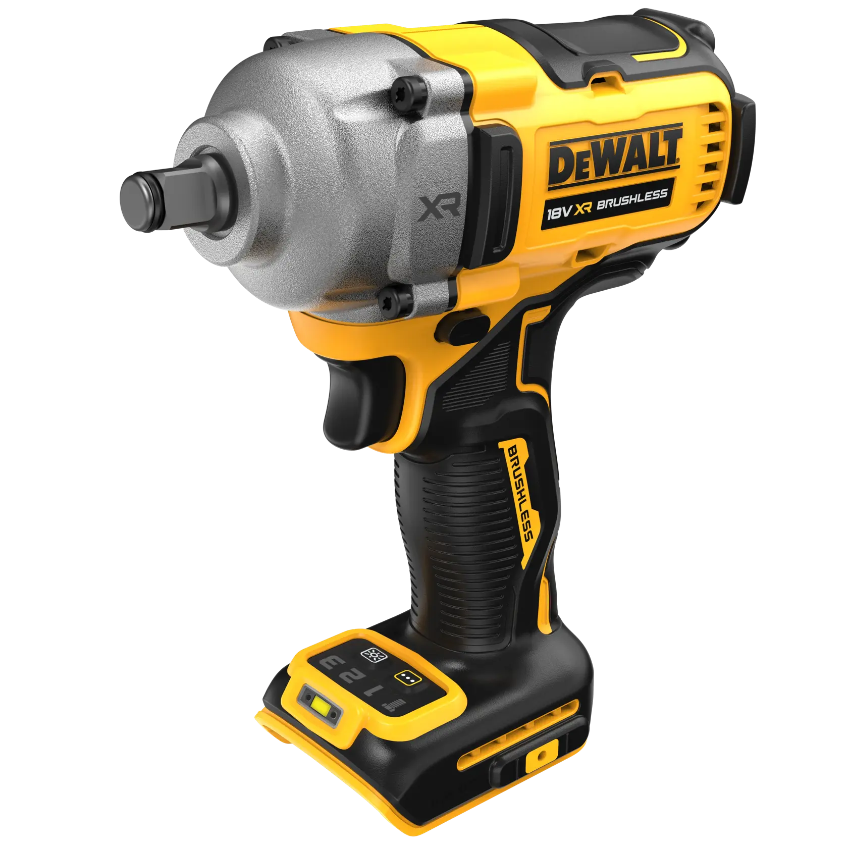 Bezszczotkowy klucz udarowy 1/2 cala z pierścieniem zabezpieczającym o średnim momencie obrotowym DEWALT® 18V XR® (samo narzędzie)