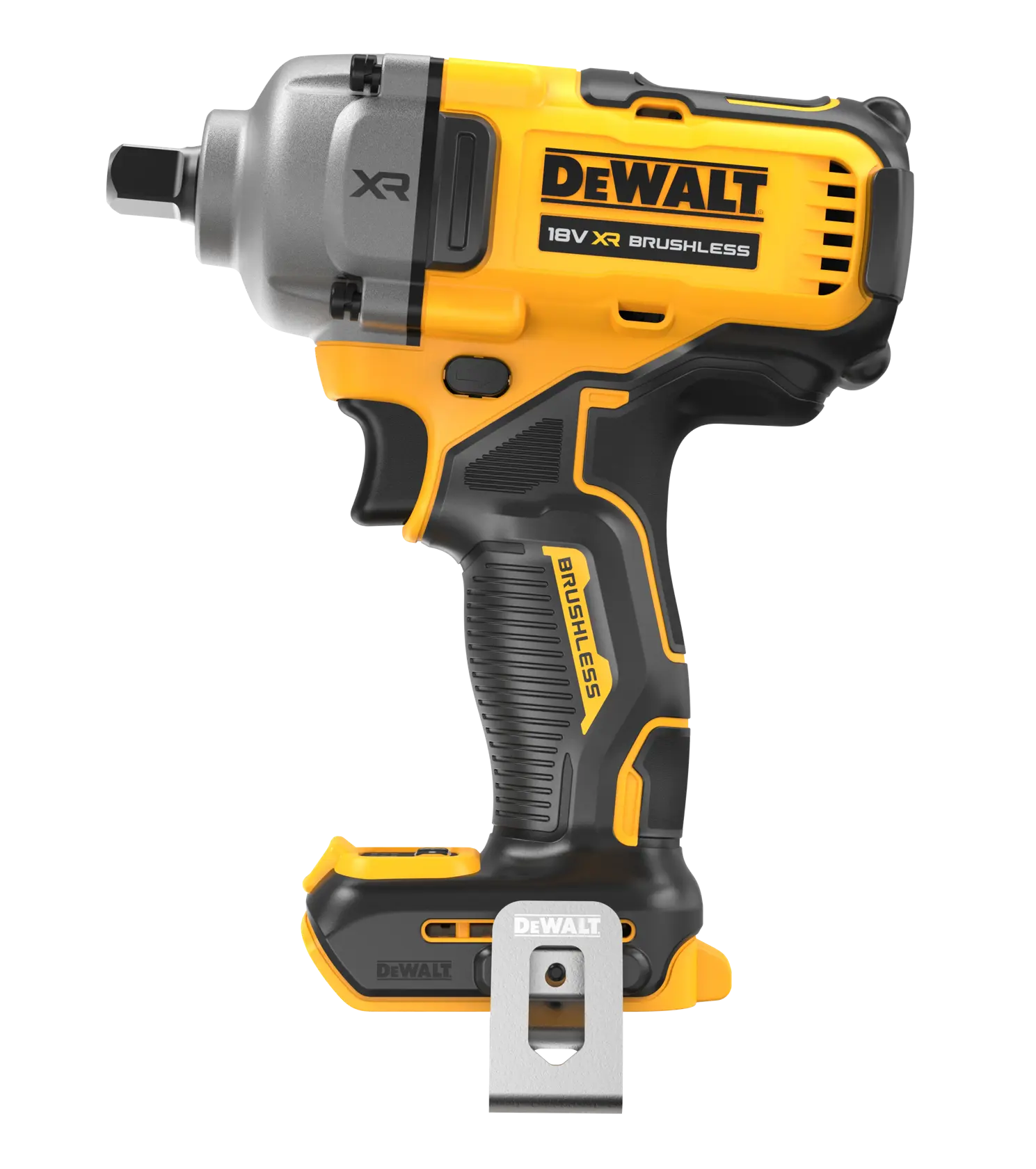 Bezszczotkowy klucz udarowy 1/2 cala o średnim momencie obrotowym z trzpieniem z pierścieniem zabezpieczającym DEWALT® 18V XR® (samo narzędzie)