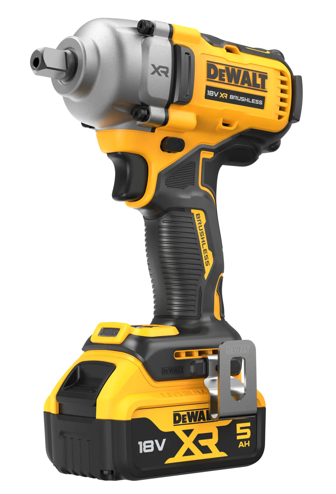 18V XR bezszczotkowy klucz udarowy 1/2" z mocowaniem zapadkowo-kołkowym - 2 X 5AH