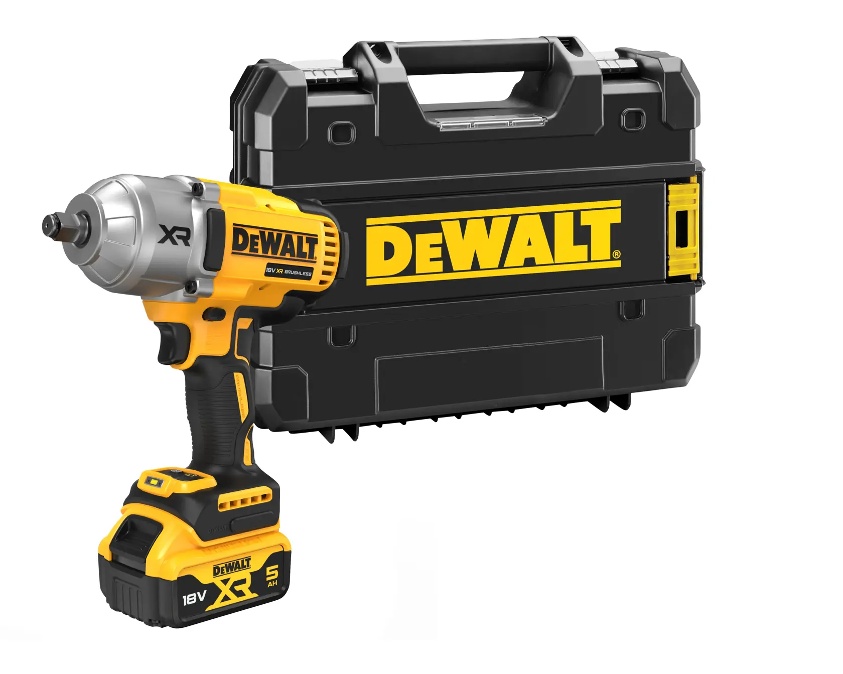 Bezszczotkowy klucz udarowy 1/2 cala z pierścieniem zabezpieczającym o wysokim momencie obrotowym DEWALT® 18V XR® (samo narzędzie)