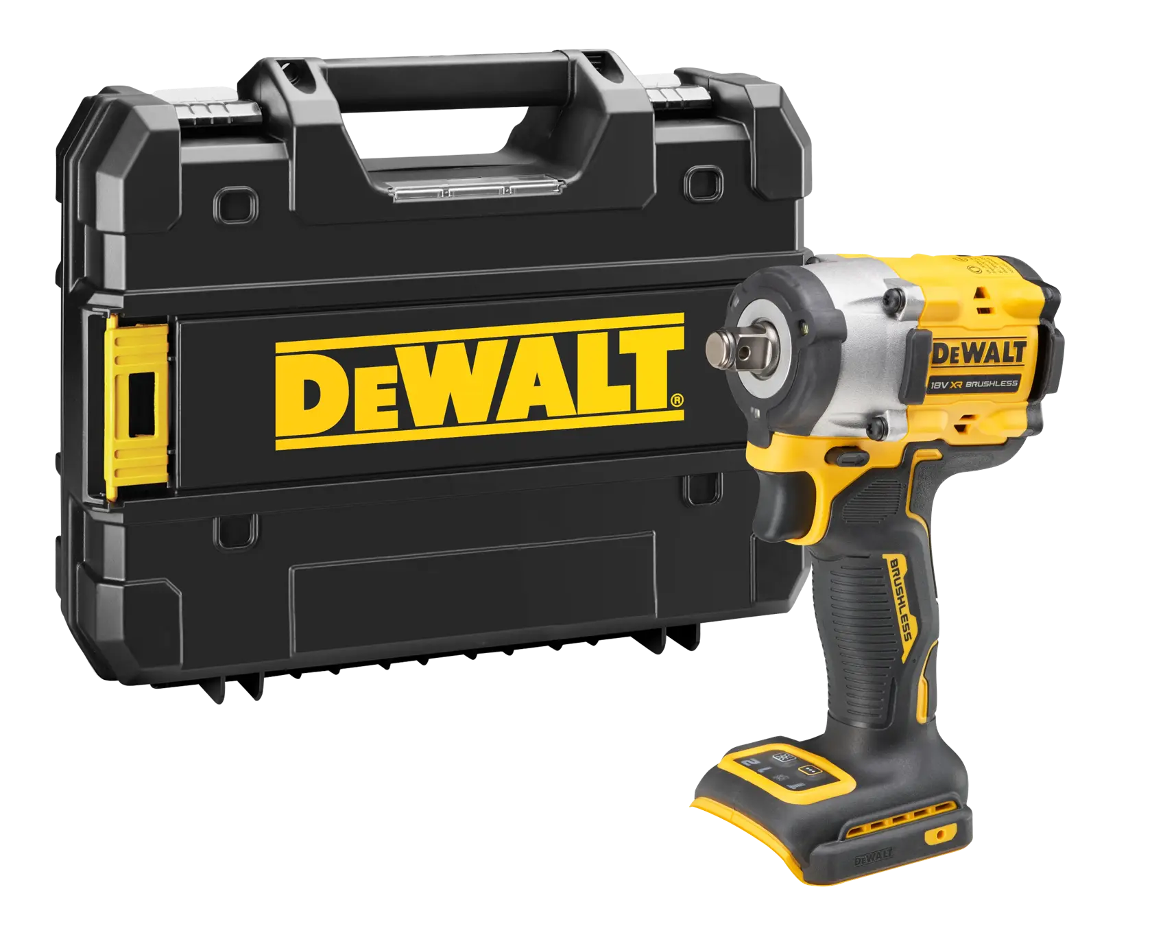Bezszczotkowy kompaktowy klucz udarowy 1/2 cala z pierścieniem zabezpieczającym DEWALT® 18V XR® (samo narzędzie)