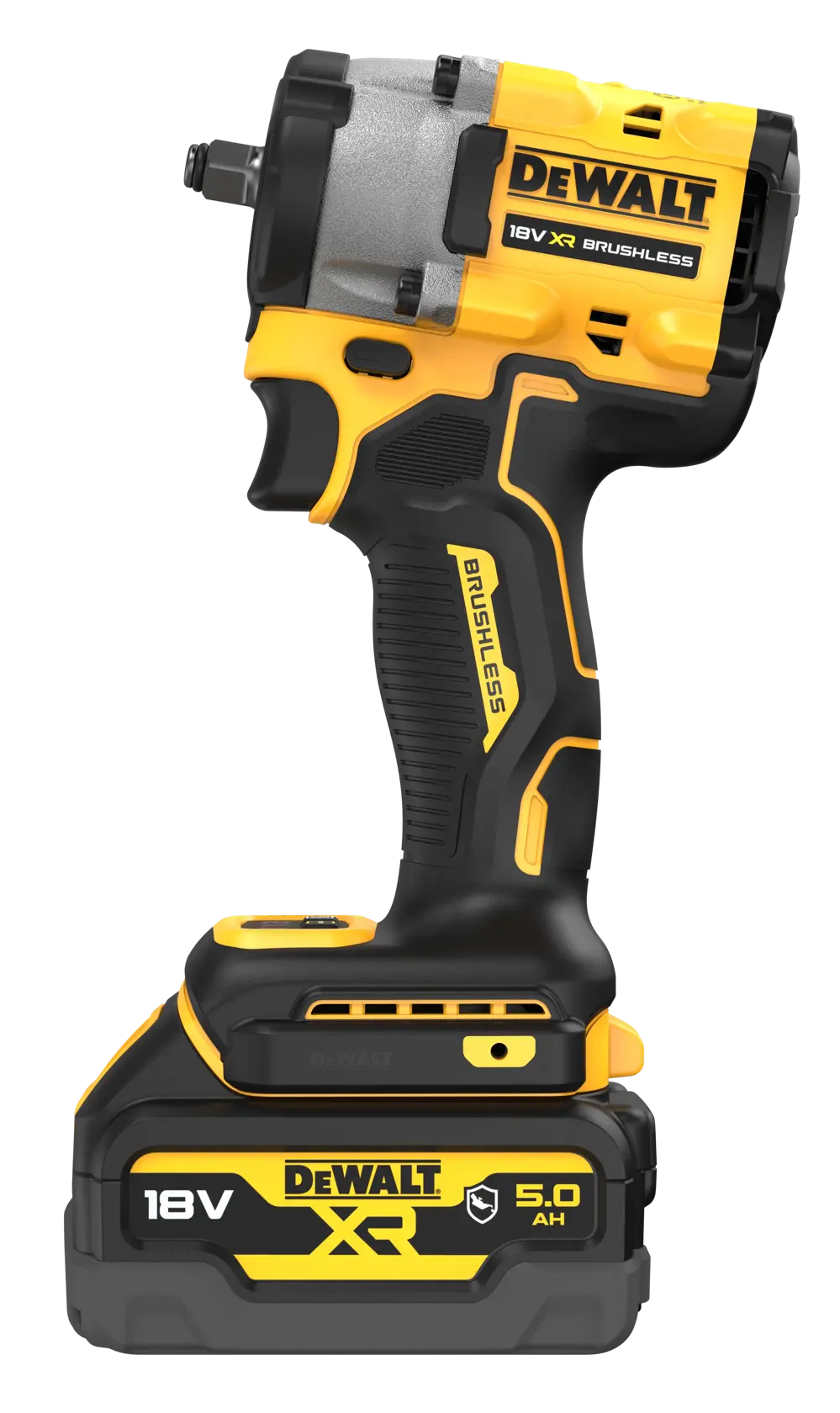 Bezszczotkowy kompaktowy klucz udarowy 3/8" z pierścieniem mocującym 18V XR - 2 x akumulator 5Ah Automotive