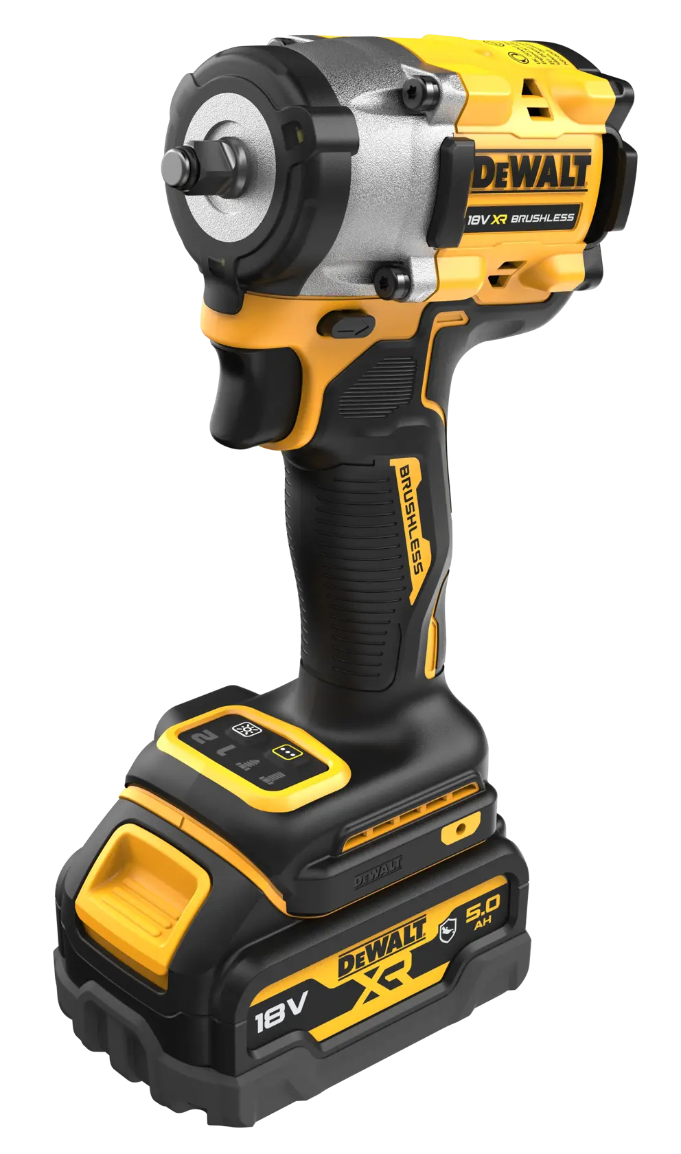 Bezszczotkowy kompaktowy klucz udarowy 3/8" z pierścieniem mocującym 18V XR - 2 x akumulator 5Ah Automotive