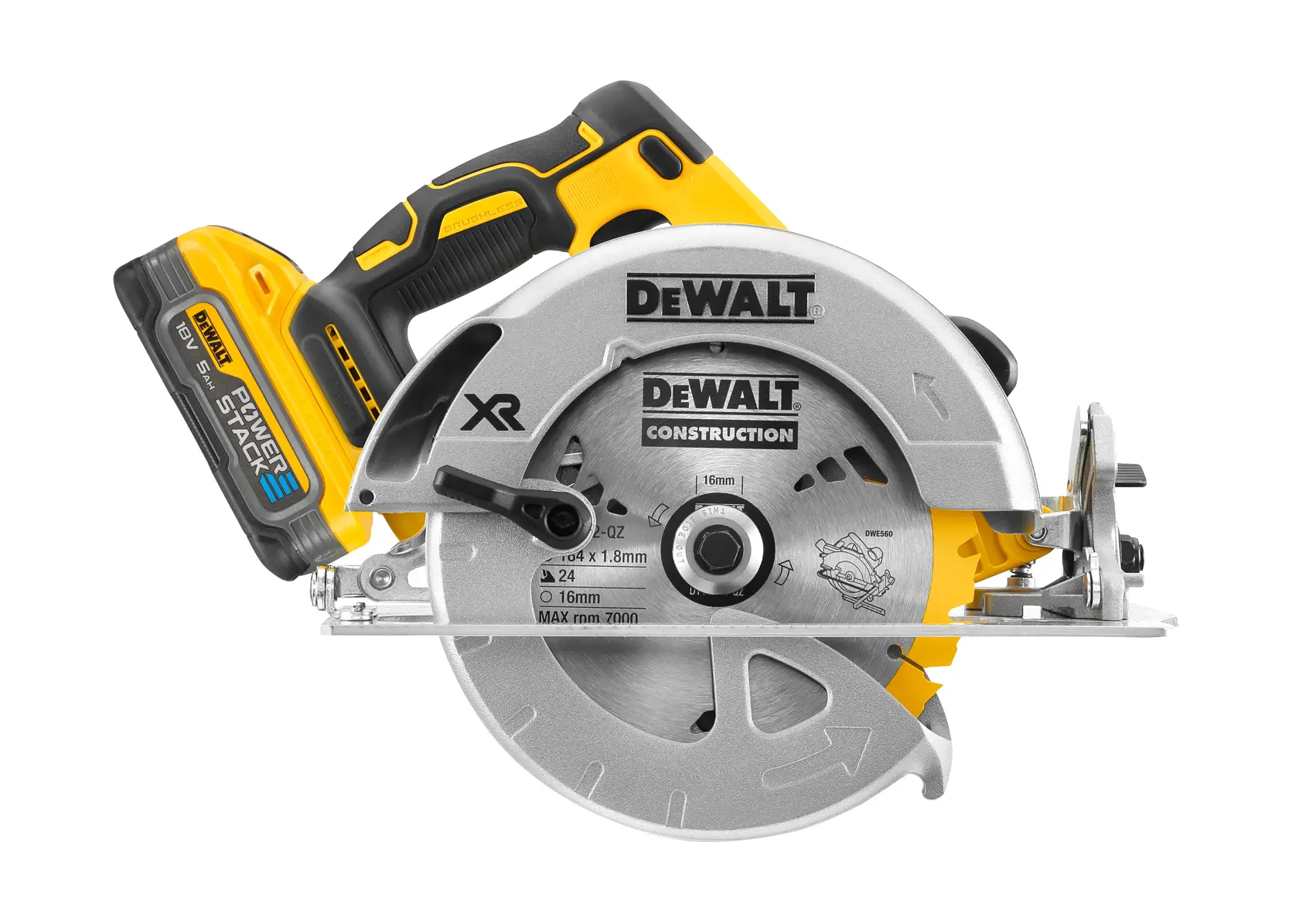 18V XR Bezszczotkowa pilarka tarczowa 184mm - 2 X POWERSTACK™ 5AH