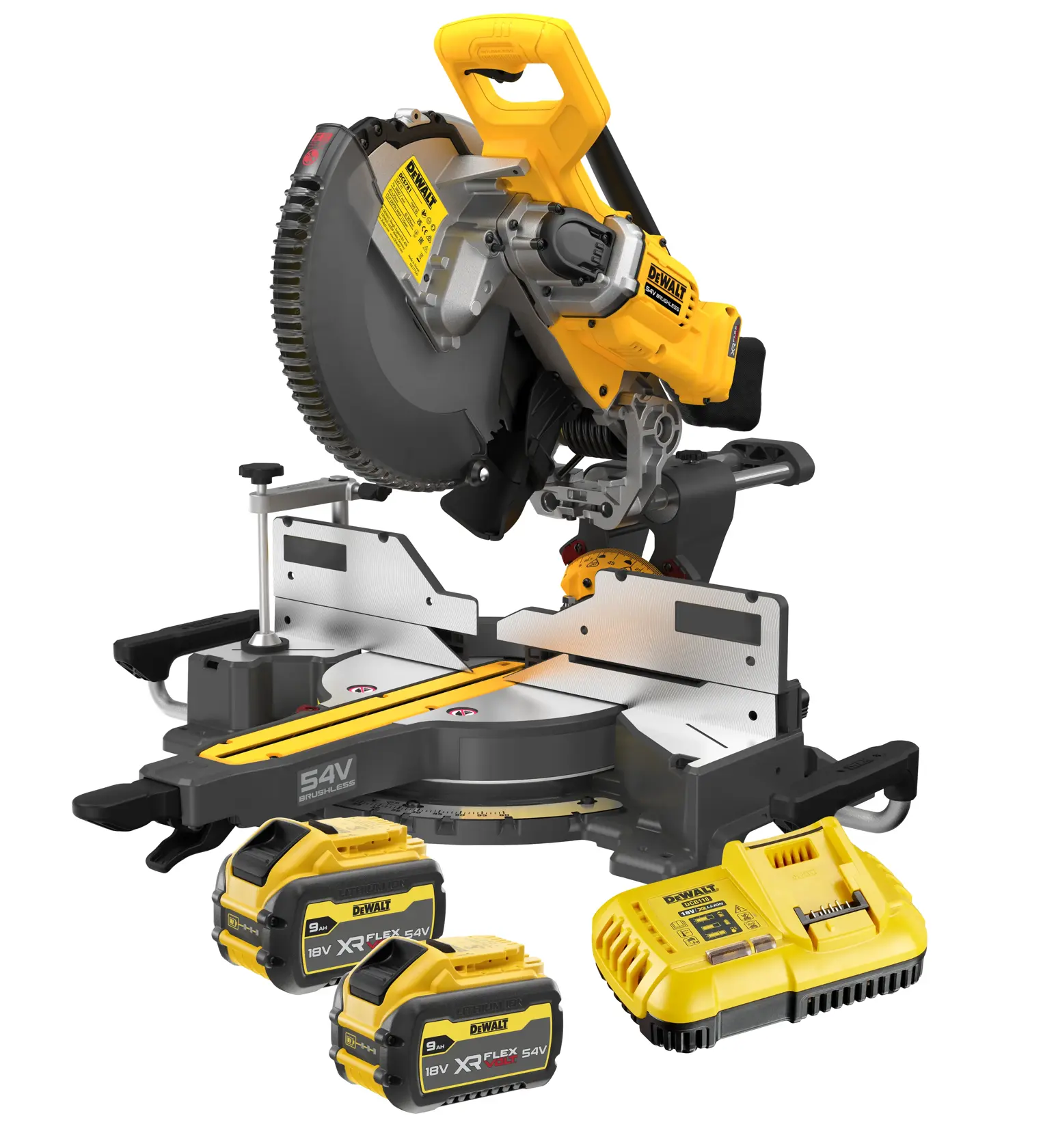 54V XR Flexvolt® 305 mm Pilarka ukośowa - 2 x 9 Ah