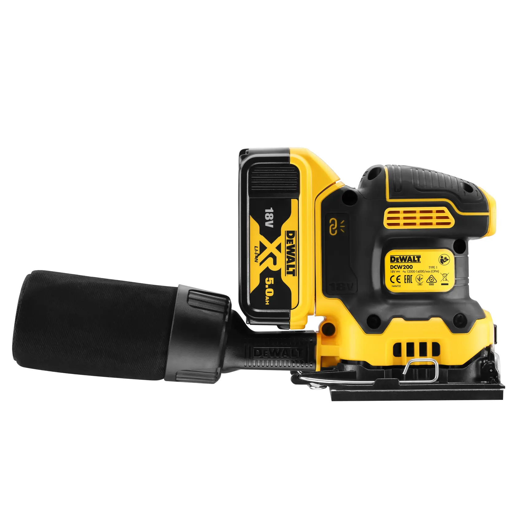 18V XR Szlifierka oscylacyjna 1/4" 2 X 5Ah