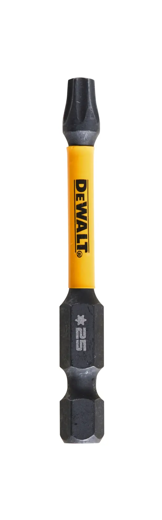 DEWALT DT70534T Schrauberbit mit gelbem Schaft und schwarzen Enden, sternförmige Spitze.