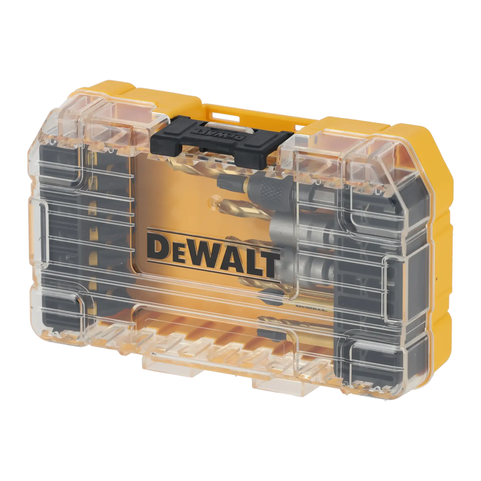 DEWALT DT70735T Bohrerset in gelber und transparenter Kunststoffbox.
