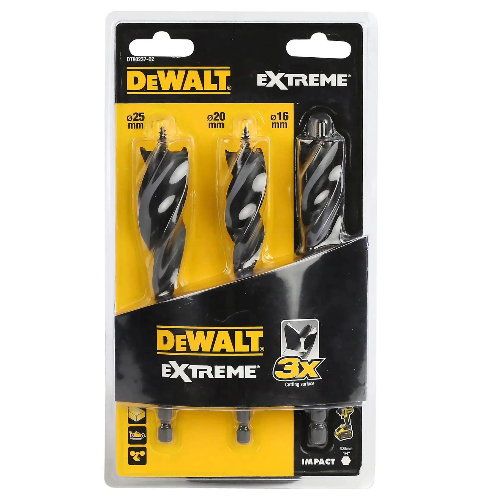 Zestaw 3 szt wierteł spiralnych do drewna EXTREME® 152 mm
