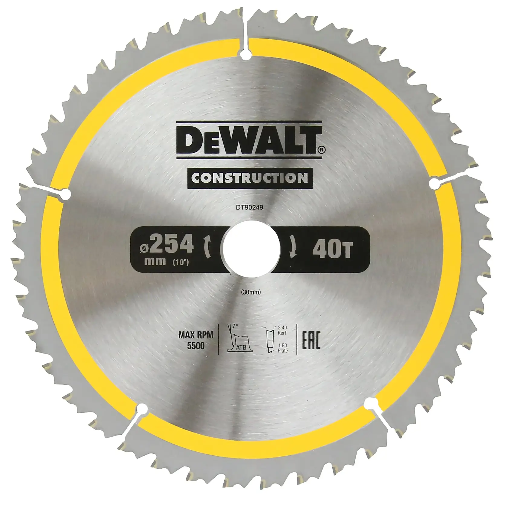 Tarcza pilarska DEWALT® CONSTRUCTION 254 mm x 30 mm, 40 zębów (otwór 25,4/25/16 mm)
