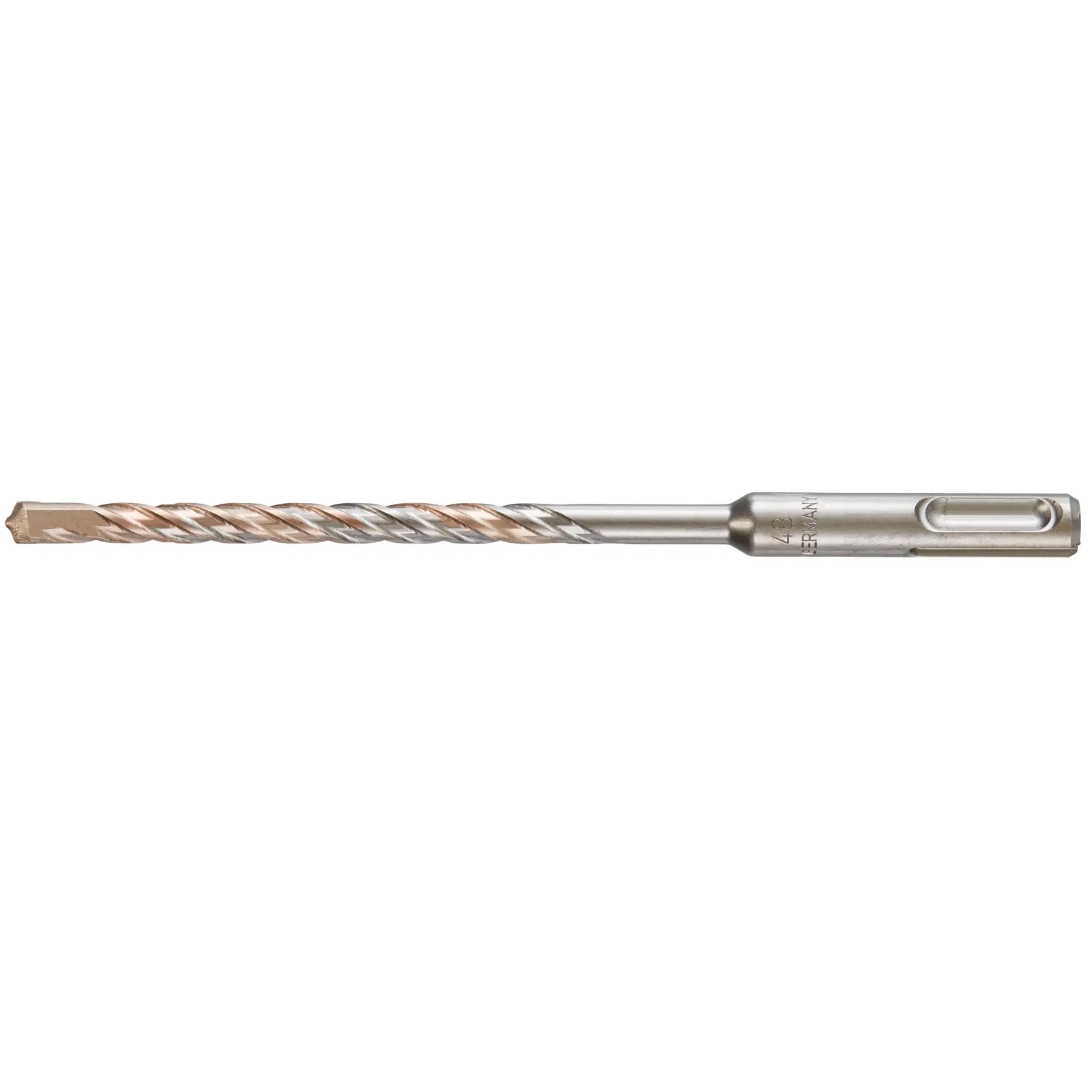 Broca metálica SDS-plus en espiral para perforar concreto y piedra con martillo.