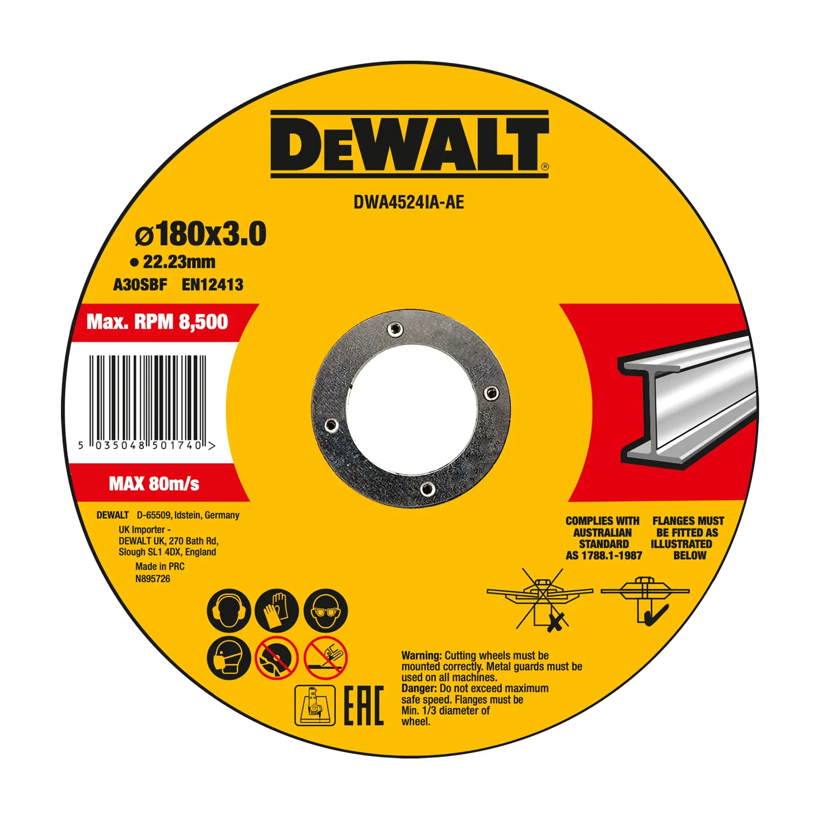 Tarcza do cięcia metalu DEWALT® T27, 180 mm x 3 mm x 22,2 mm (10 szt.)