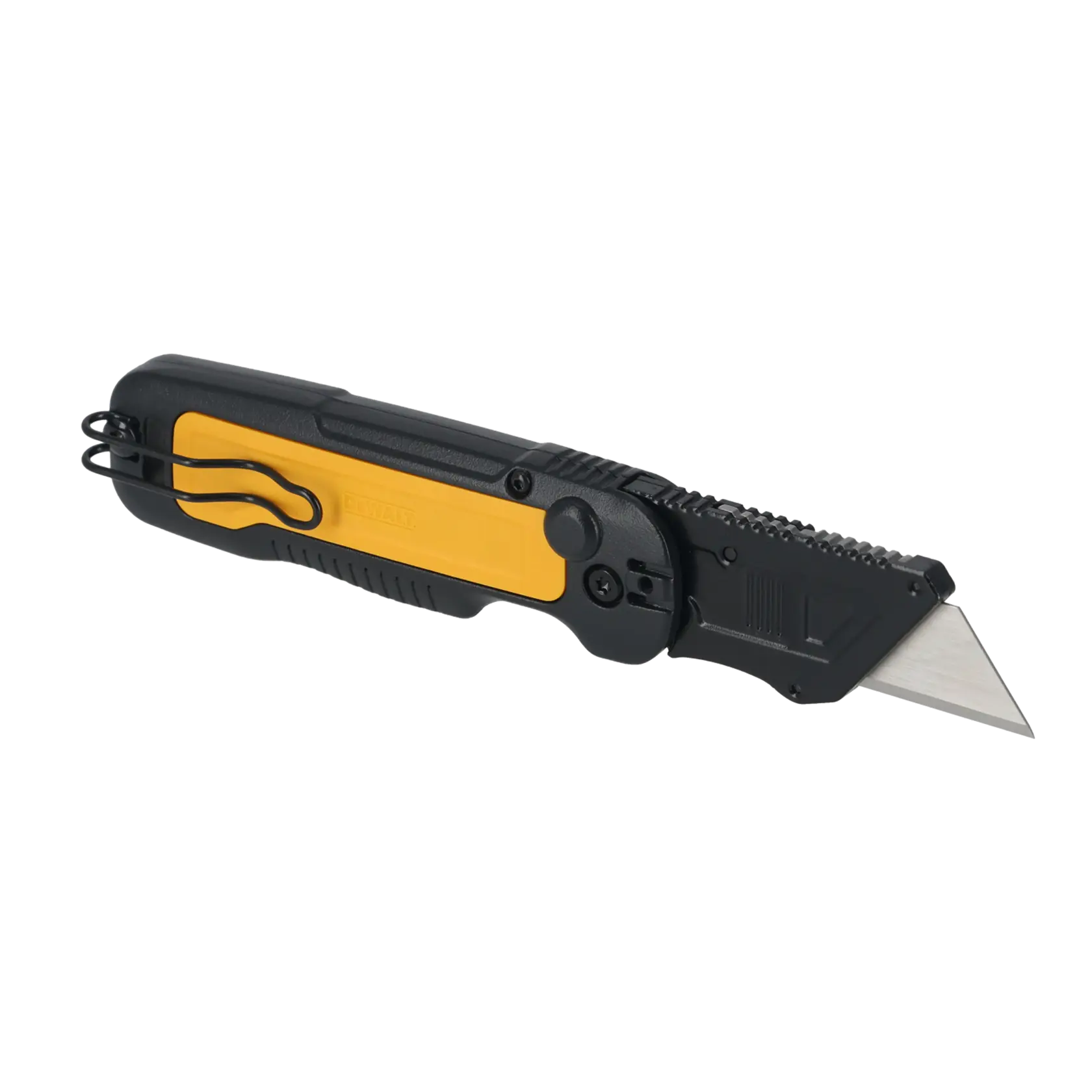 Składany nóż uniwersalny DEWALT® z ostrzem stałym i mechanizmem otwierania Push and Flip